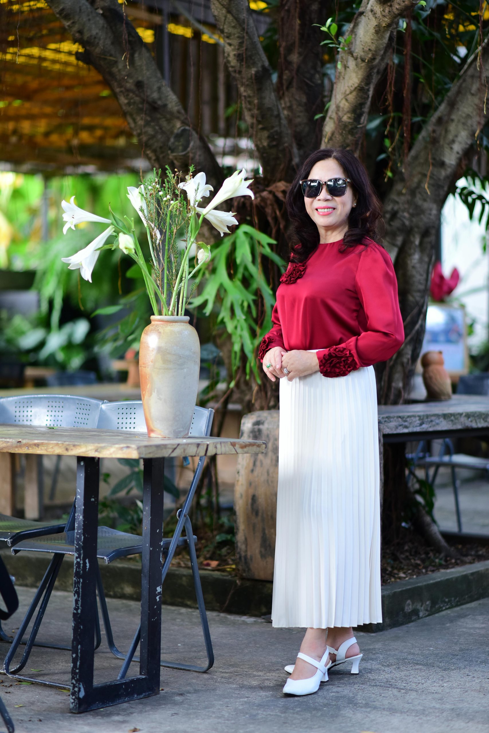 Tenues idéales avec jupe plissée longue
